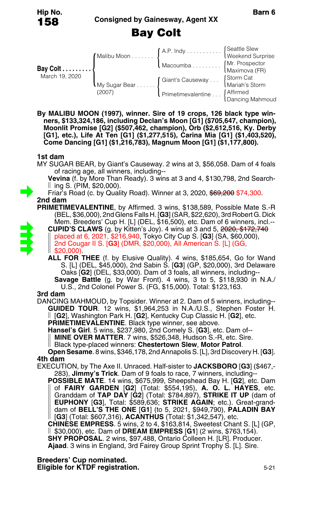 158 Consigned by Gainesway, Agent XX Bay Colt
