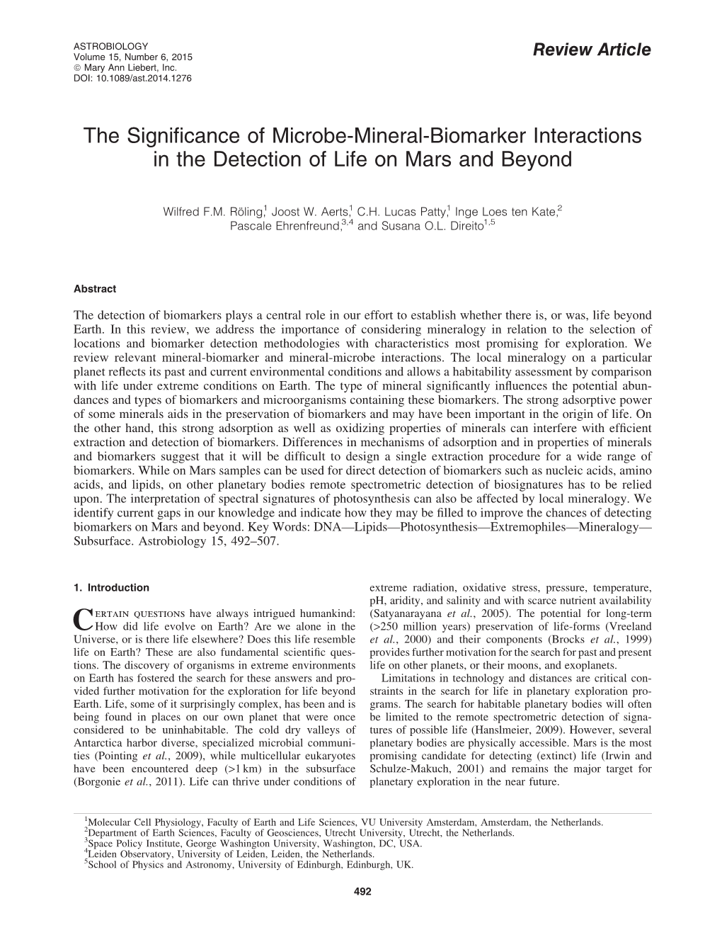 The Significance of Microbe-Mineral-Biomarker