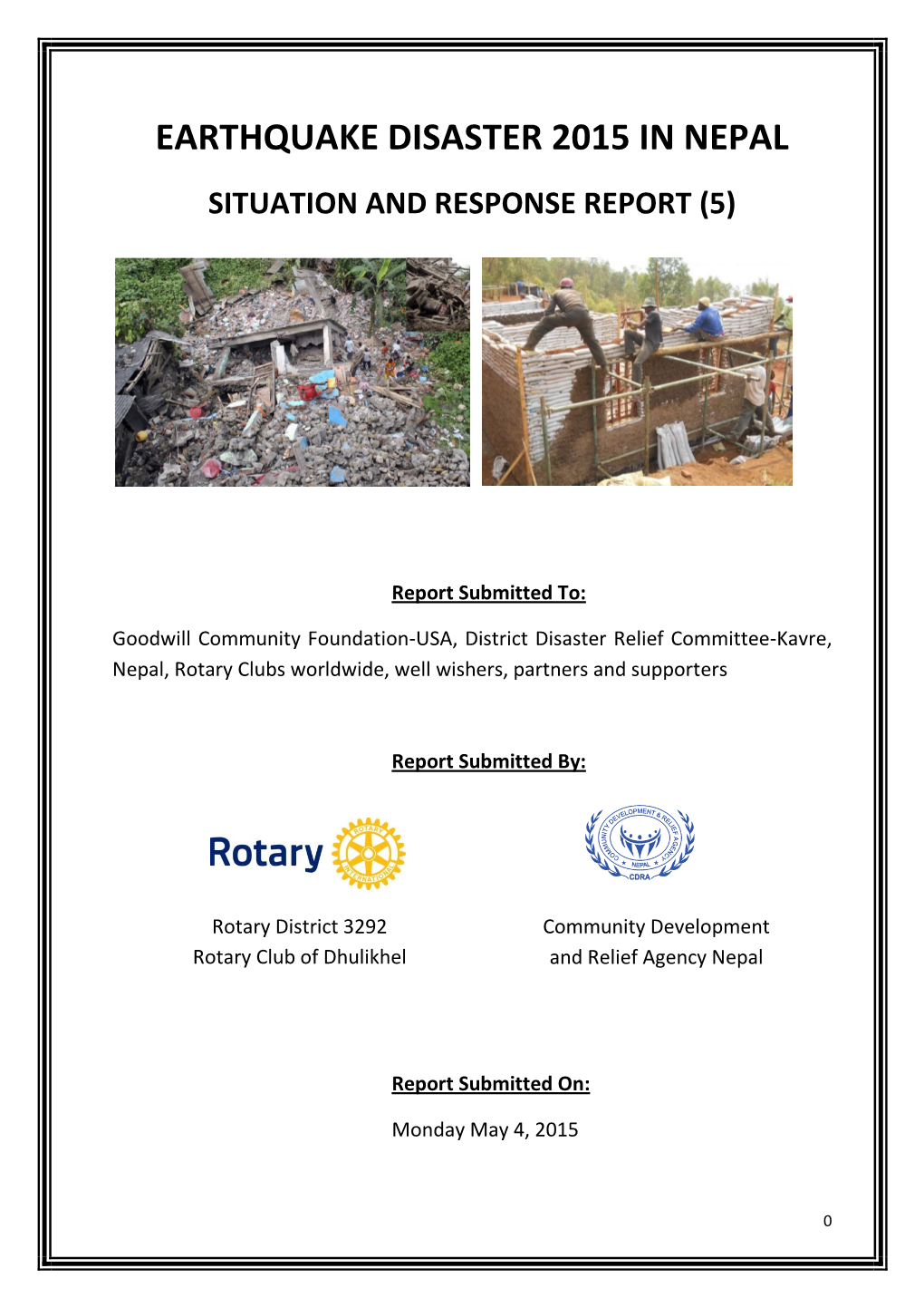 Earthquake Disaster 2015 in Nepal Situation and Response Report (5)