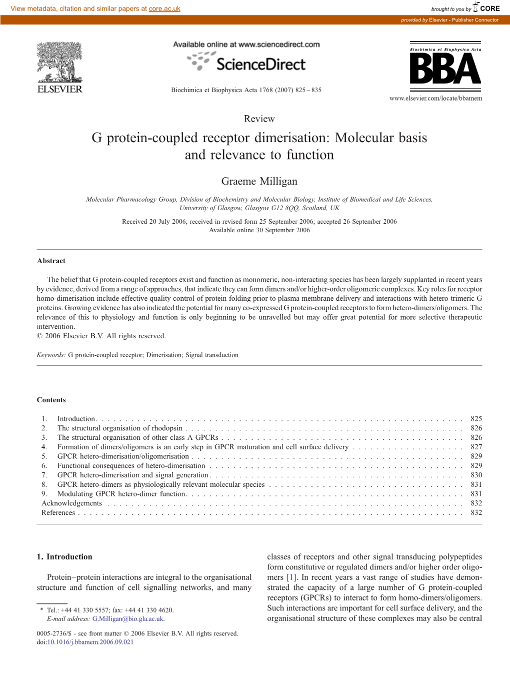 G Protein-Coupled Receptor Dimerisation: Molecular Basis and Relevance to Function