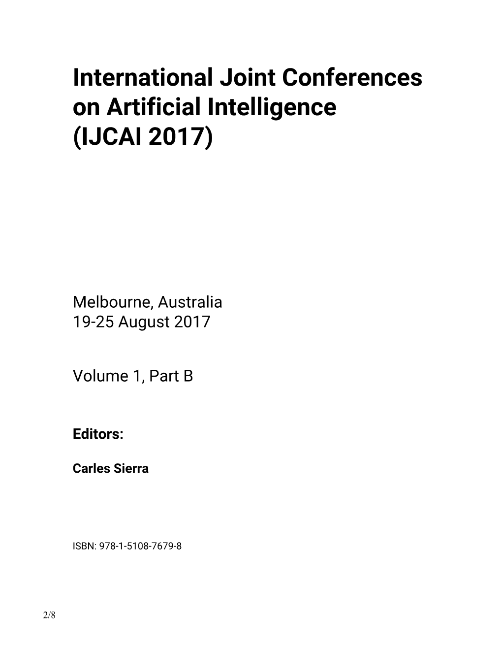 International Joint Conferences on Artificial Intelligence (IJCAI 2017)