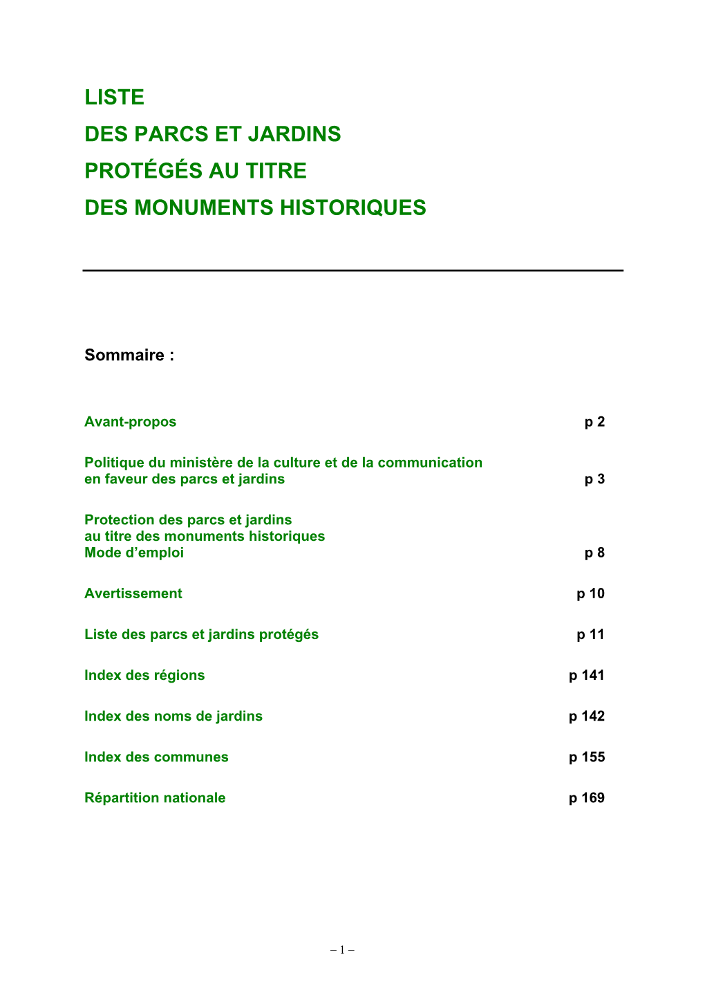 Liste Des Parcs Et Jardins Protégés Au Titre Des Monuments Historiques