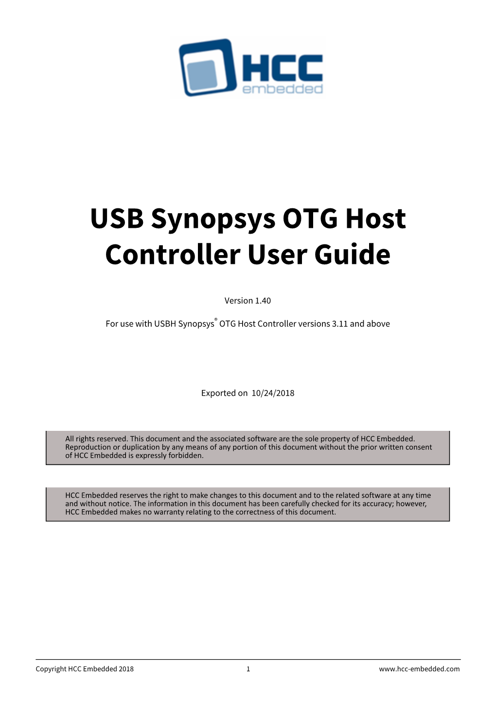 USB Synopsys OTG Host Controller User Guide