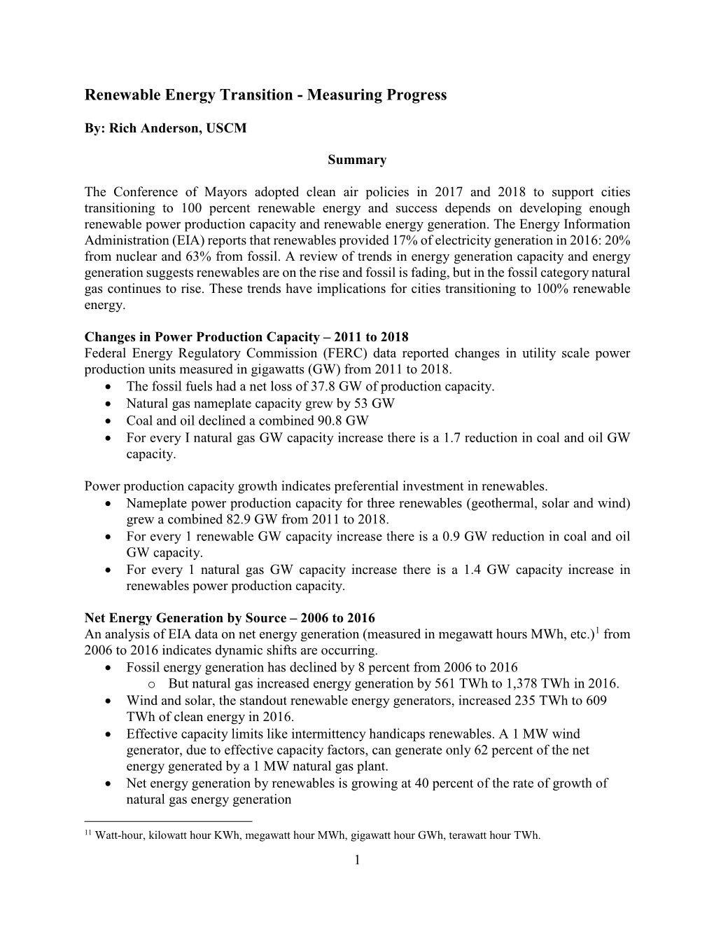 Renewable Energy Transition - Measuring Progress