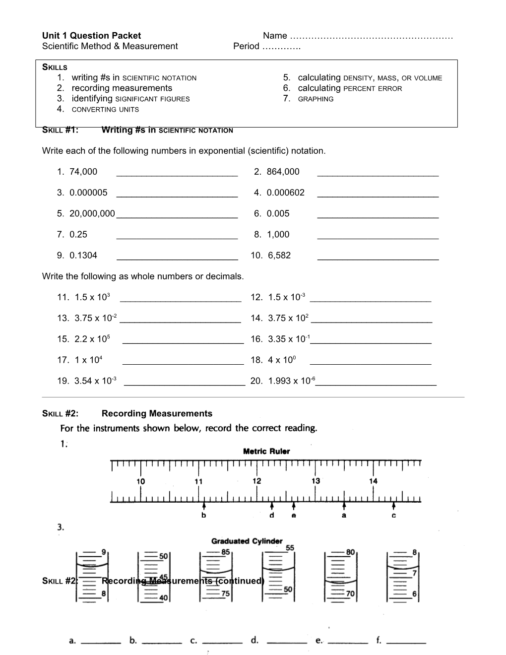 Unit 1 Question Packet Name