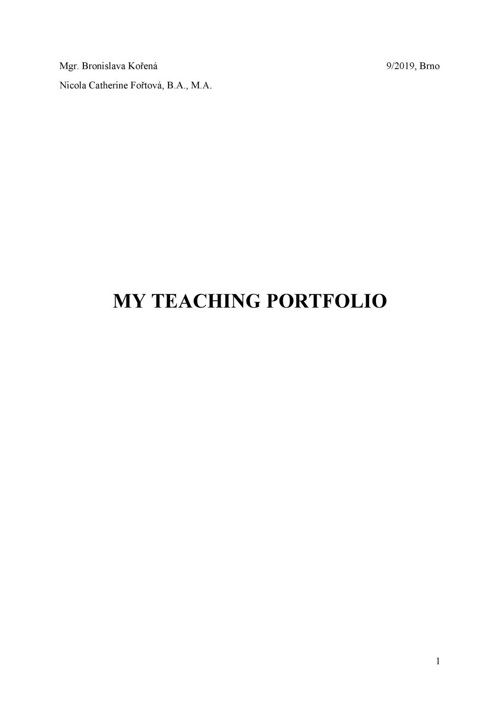My Teaching Portfolio