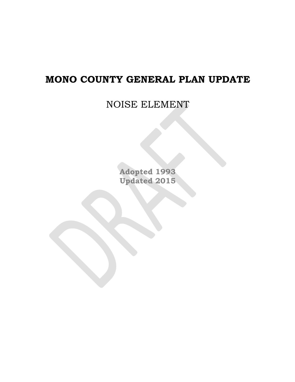 Mono County General Plan Update Noise Element