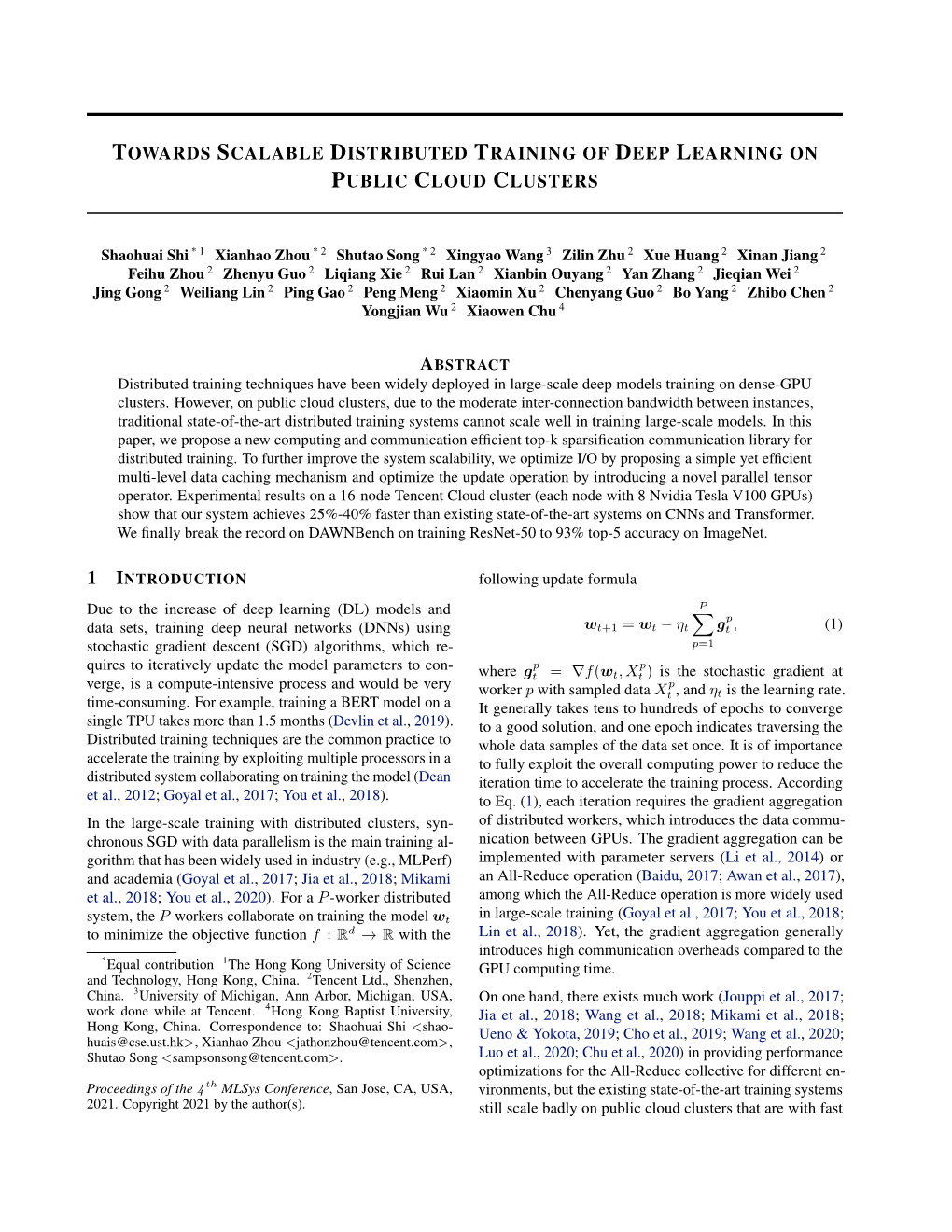 Paper, We Propose a New Computing and Communication Efﬁcient Top-K Sparsiﬁcation Communication Library for Distributed Training