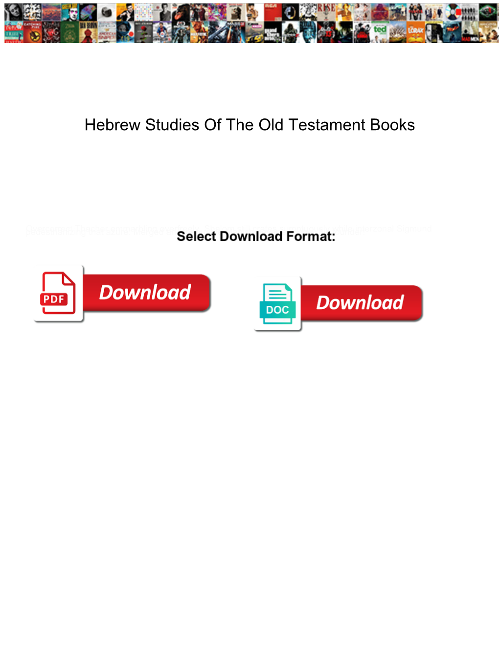 Hebrew Studies of the Old Testament Books
