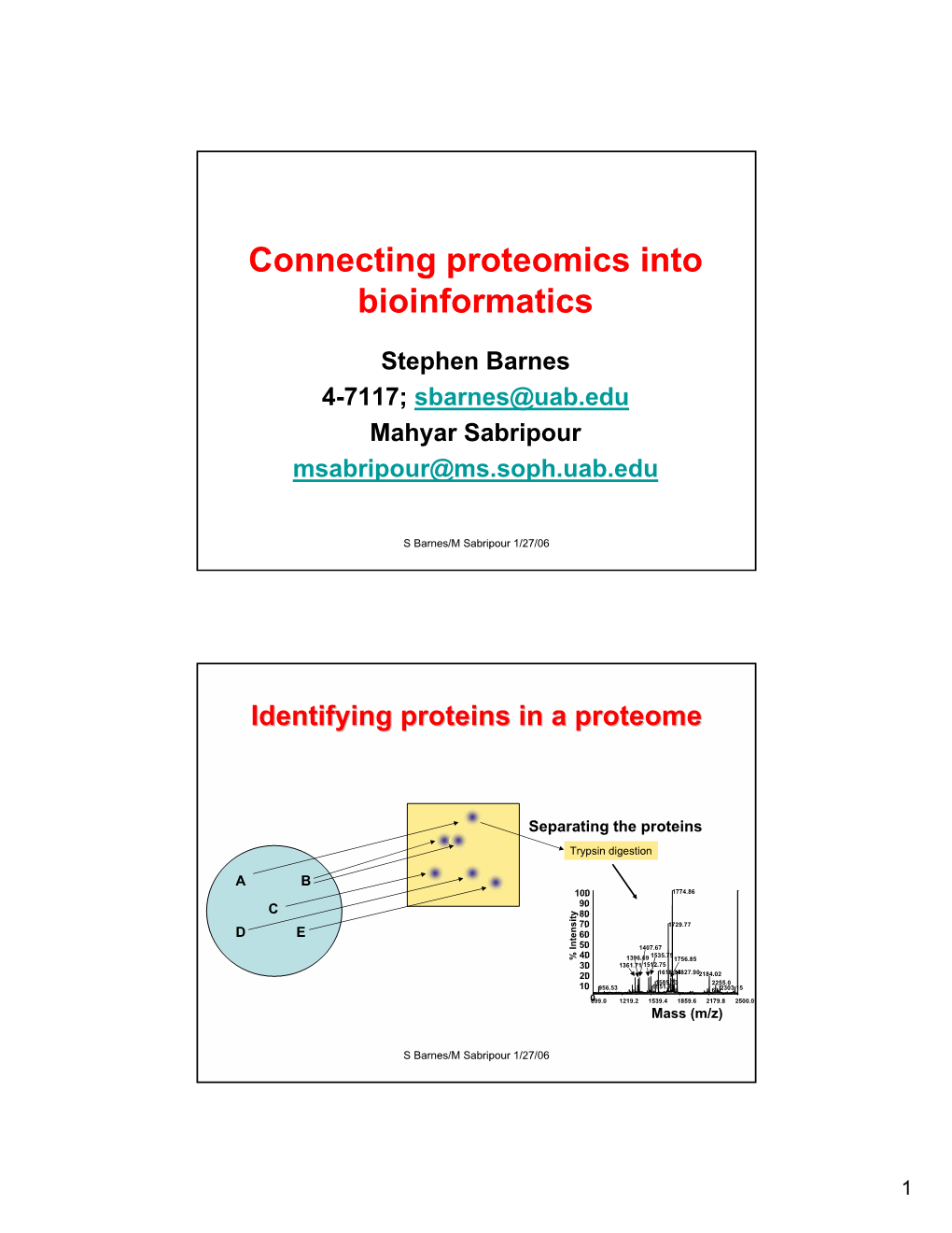 Connecting Proteomics Into Bioinformatics