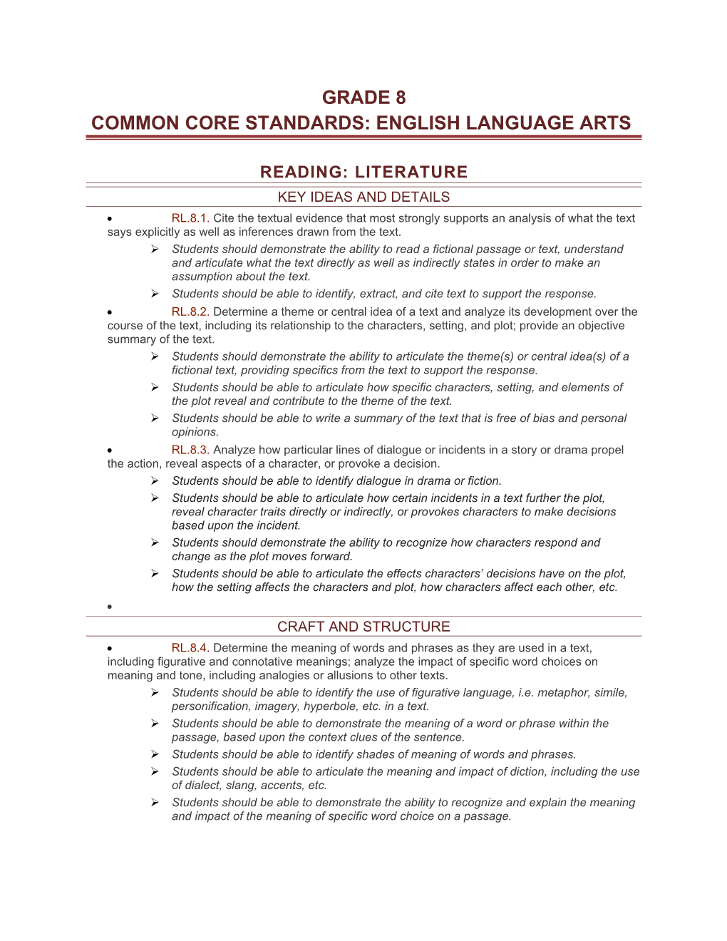 Common Core Standards: English Language Arts