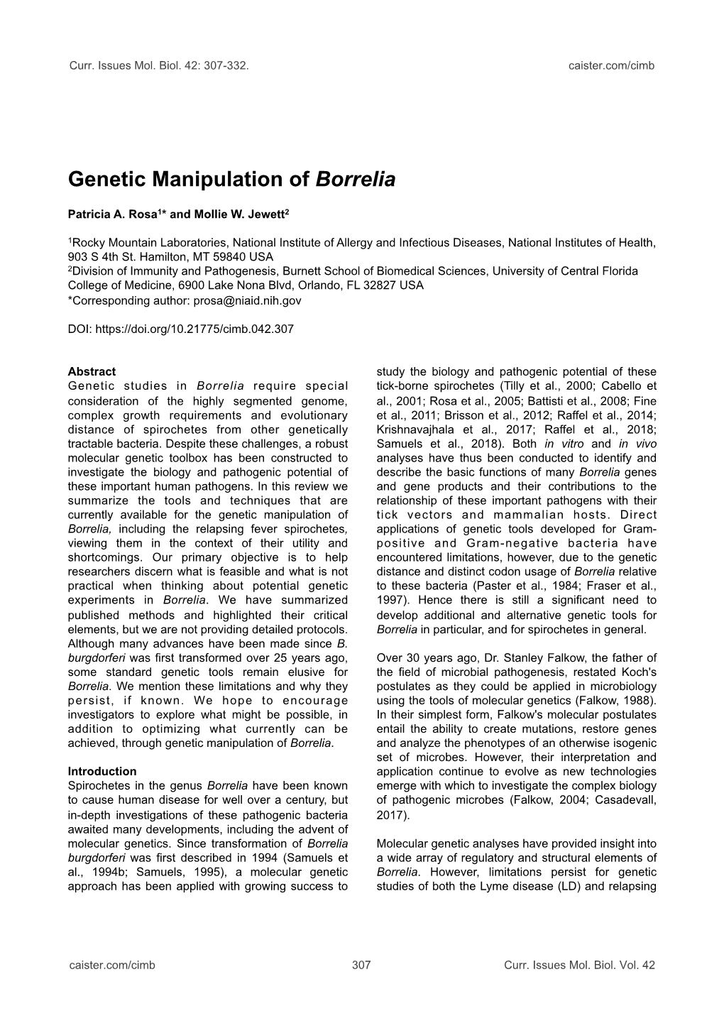 Genetic Manipulation of Borrelia