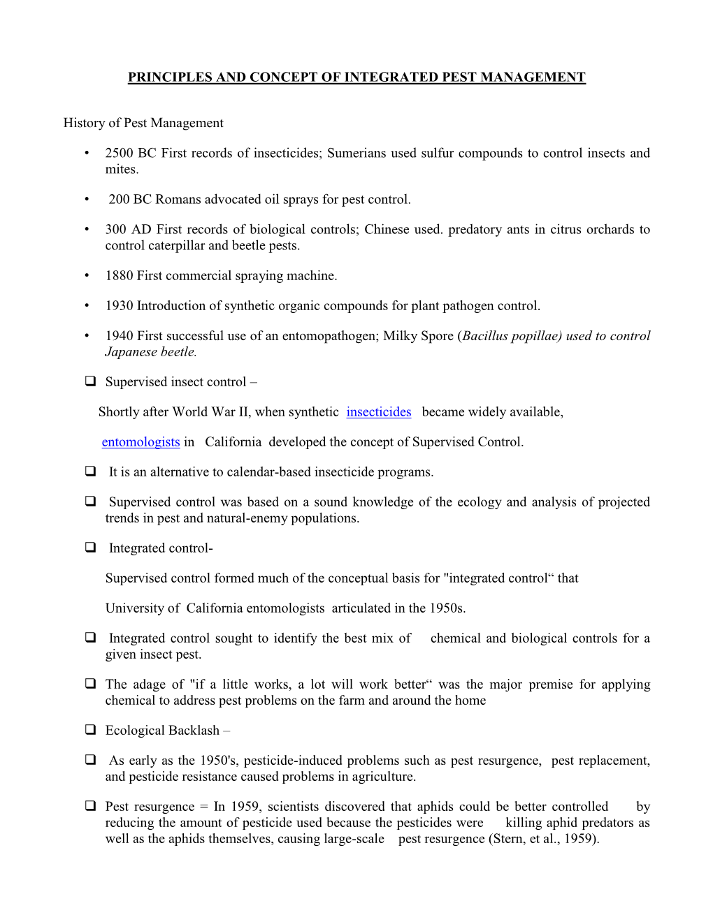 Principles and Concept of Integrated Pest Management