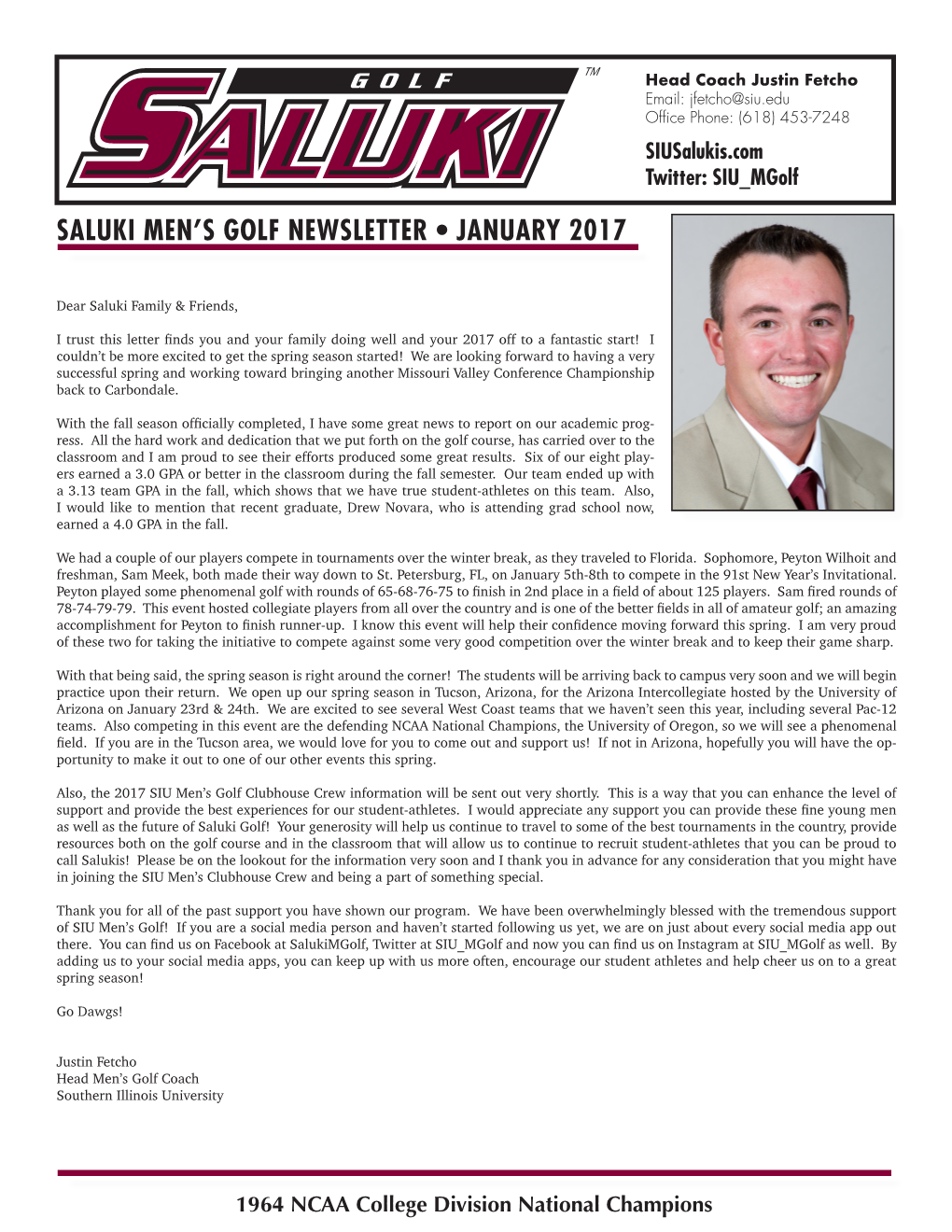 Saluki Men's Golf Newsletter • January 2017