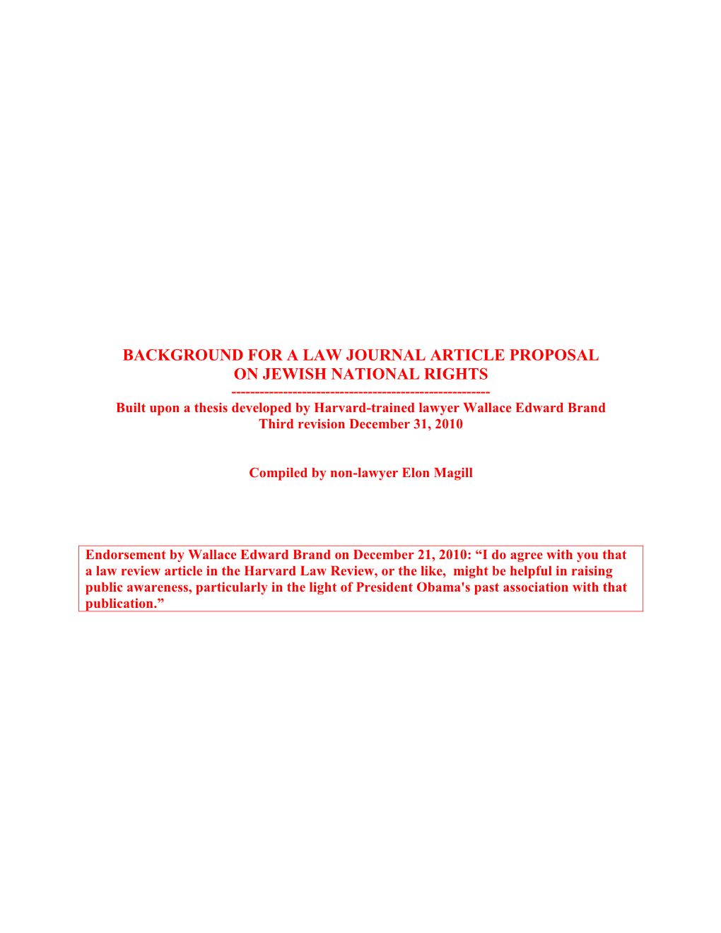 Background for a Law Journal Article Proposal