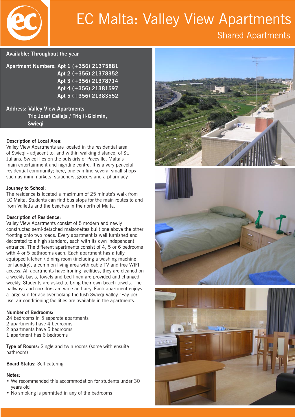 EC Malta: Valley View Apartments Shared Apartments