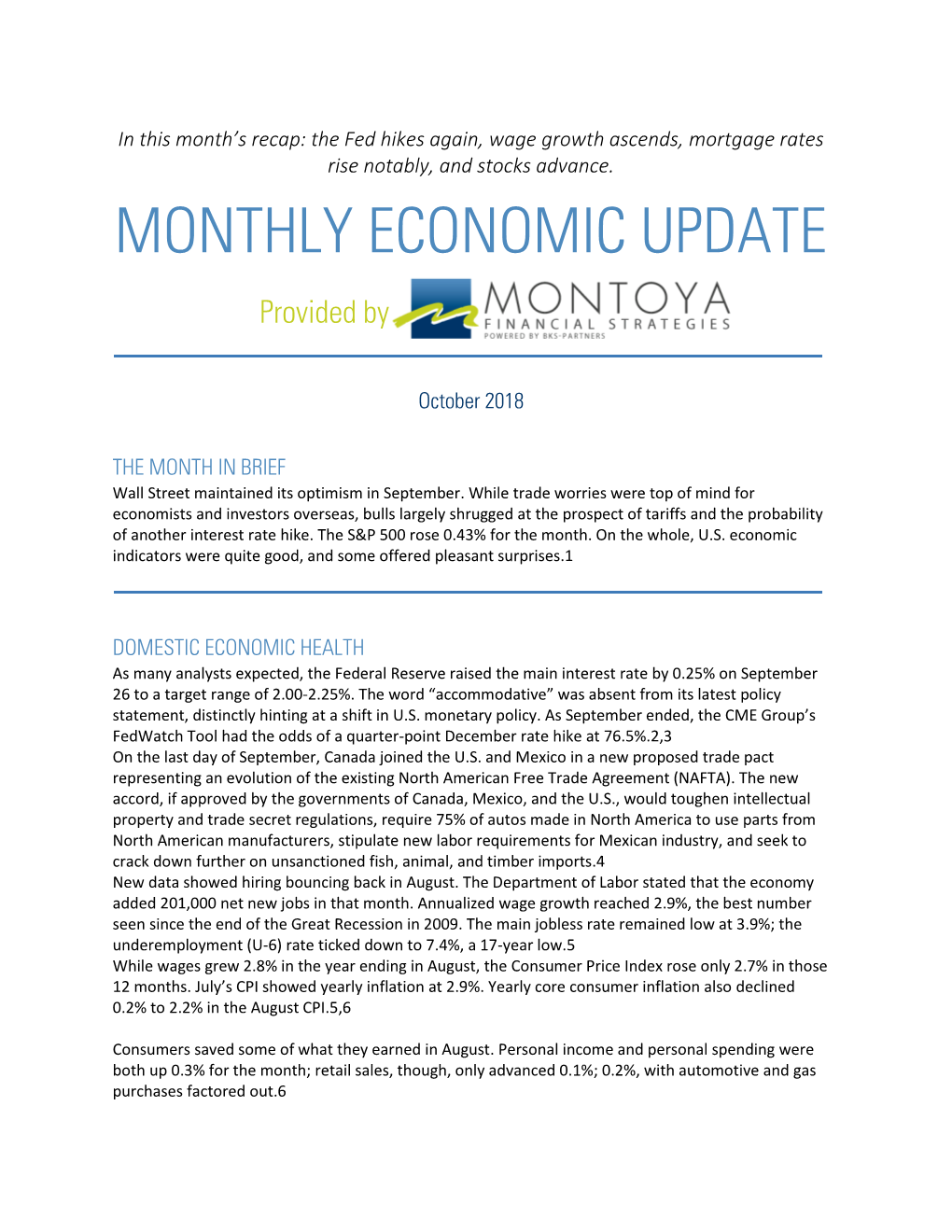 Monthly Economic Update