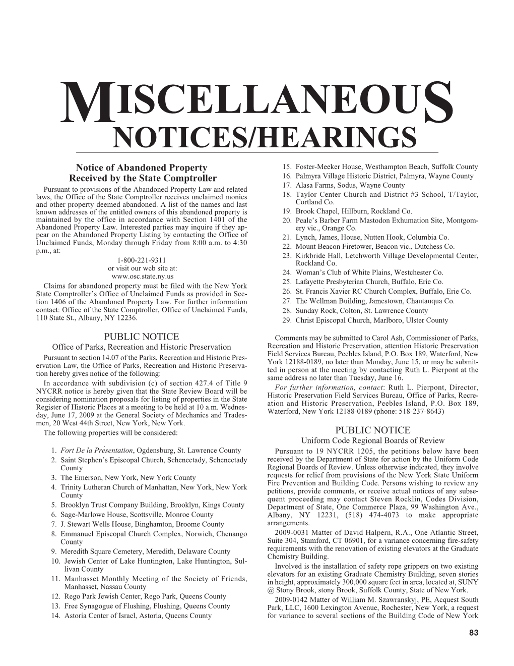 MISCELLANEOUS NOTICES/HEARINGS Notice of Abandoned Property 15