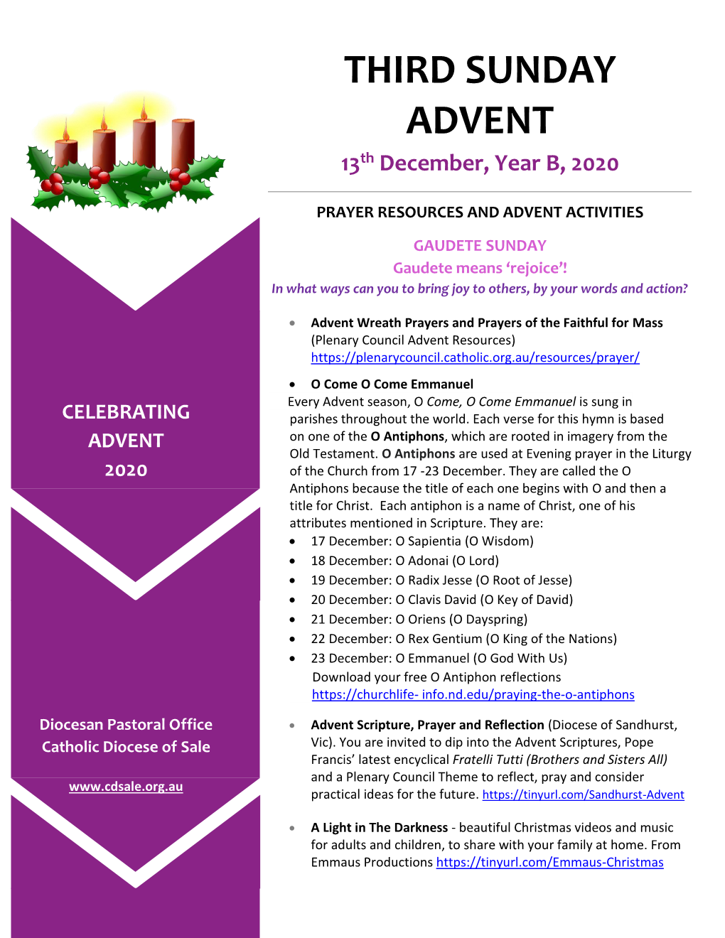 THIRD SUNDAY ADVENT 13Th December, Year B, 2020