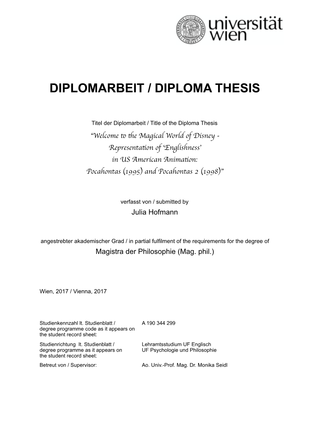 Diplomarbeit / Diploma Thesis