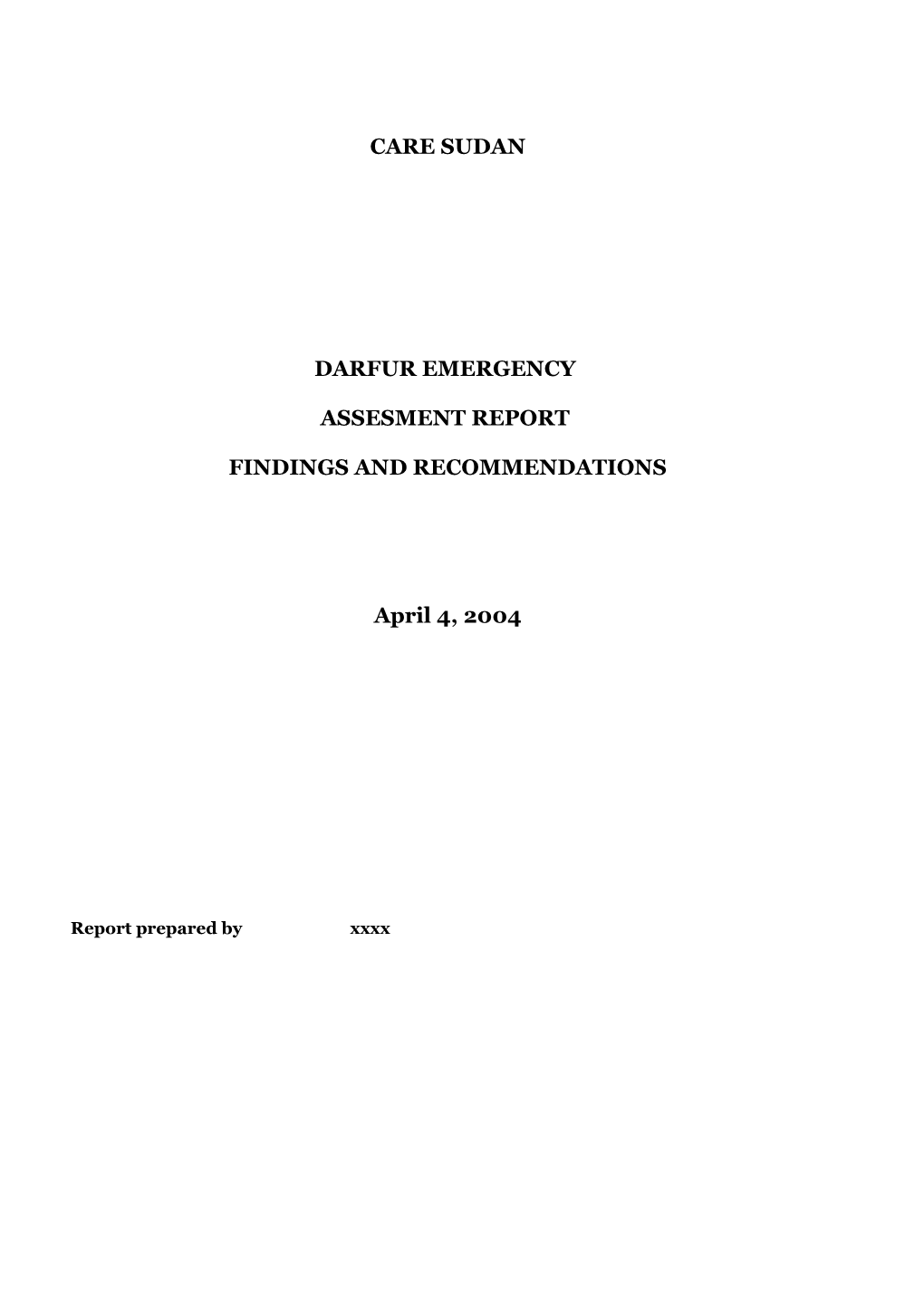 Assessment Report Format