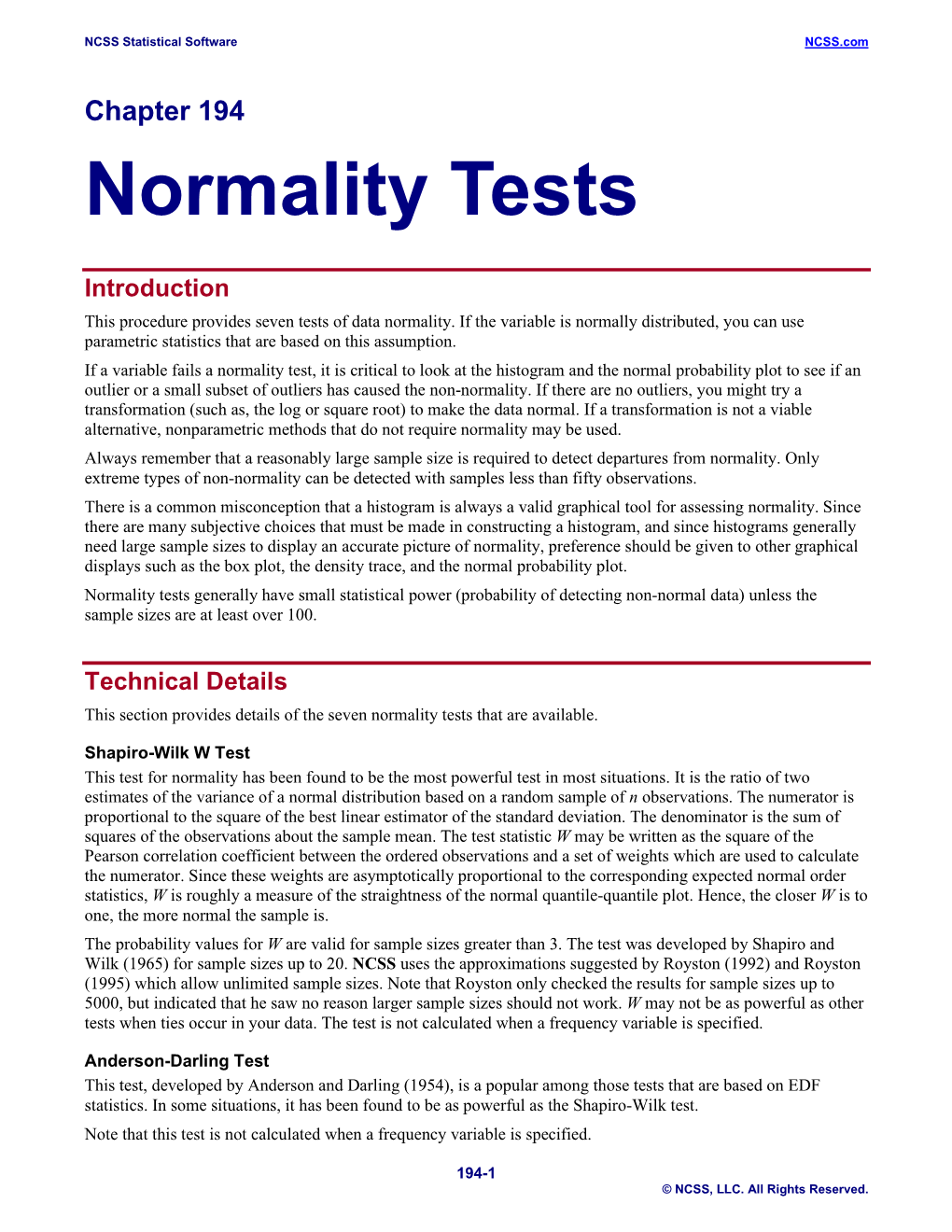 Normality Tests