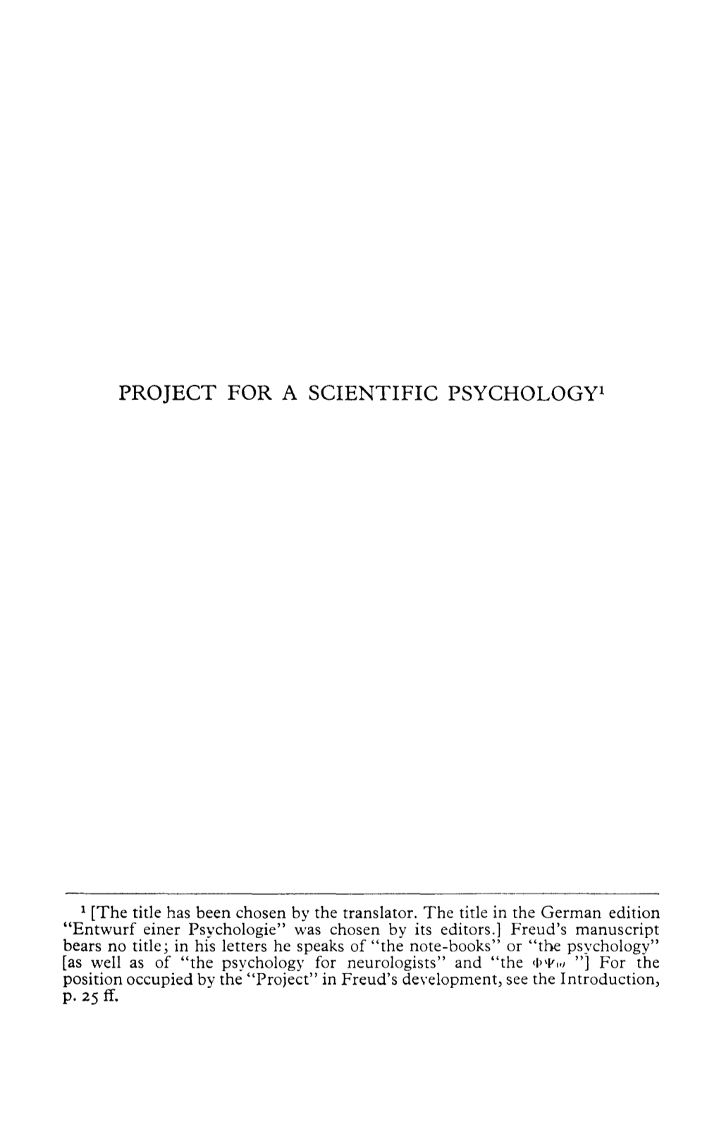 PROJECT for a SCIENTIFIC Psychologyl