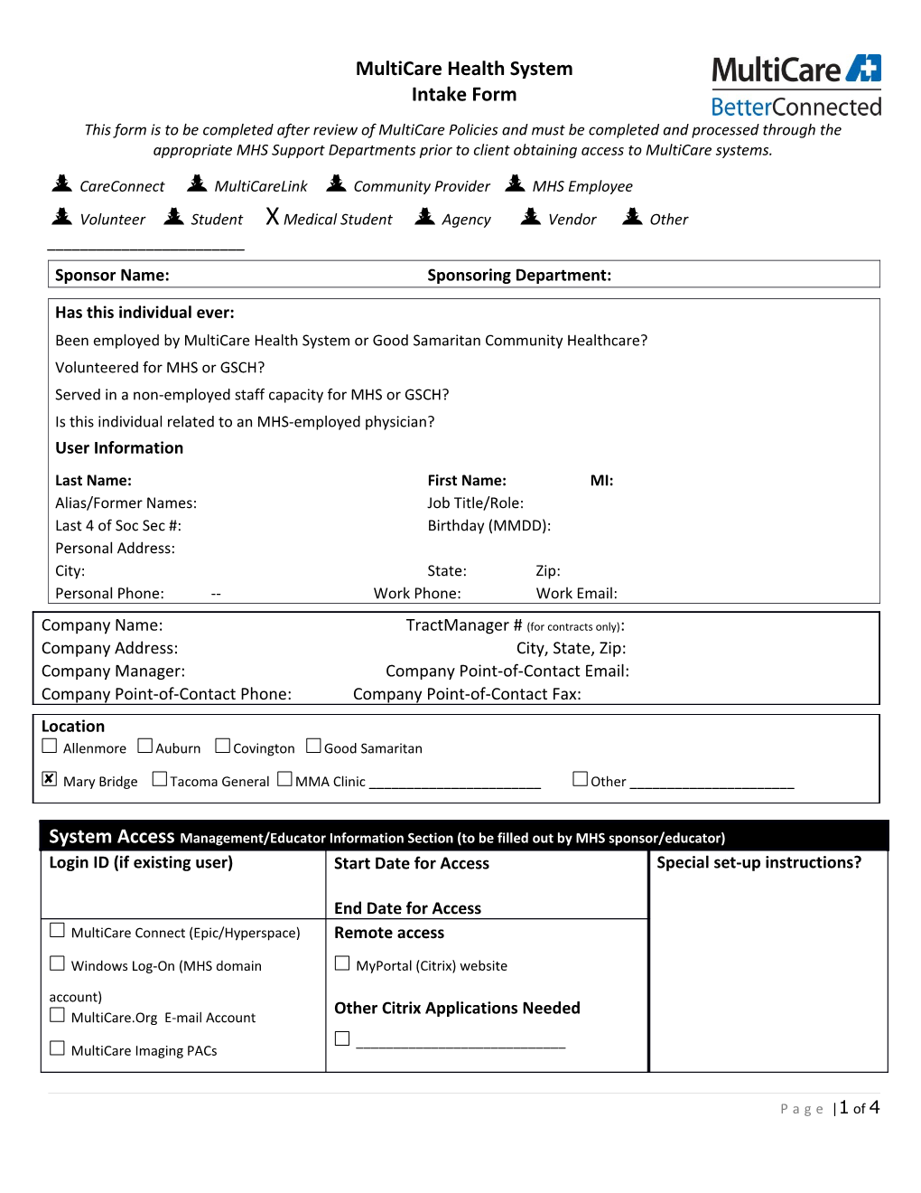 Intake and Attestation Forms - Type I