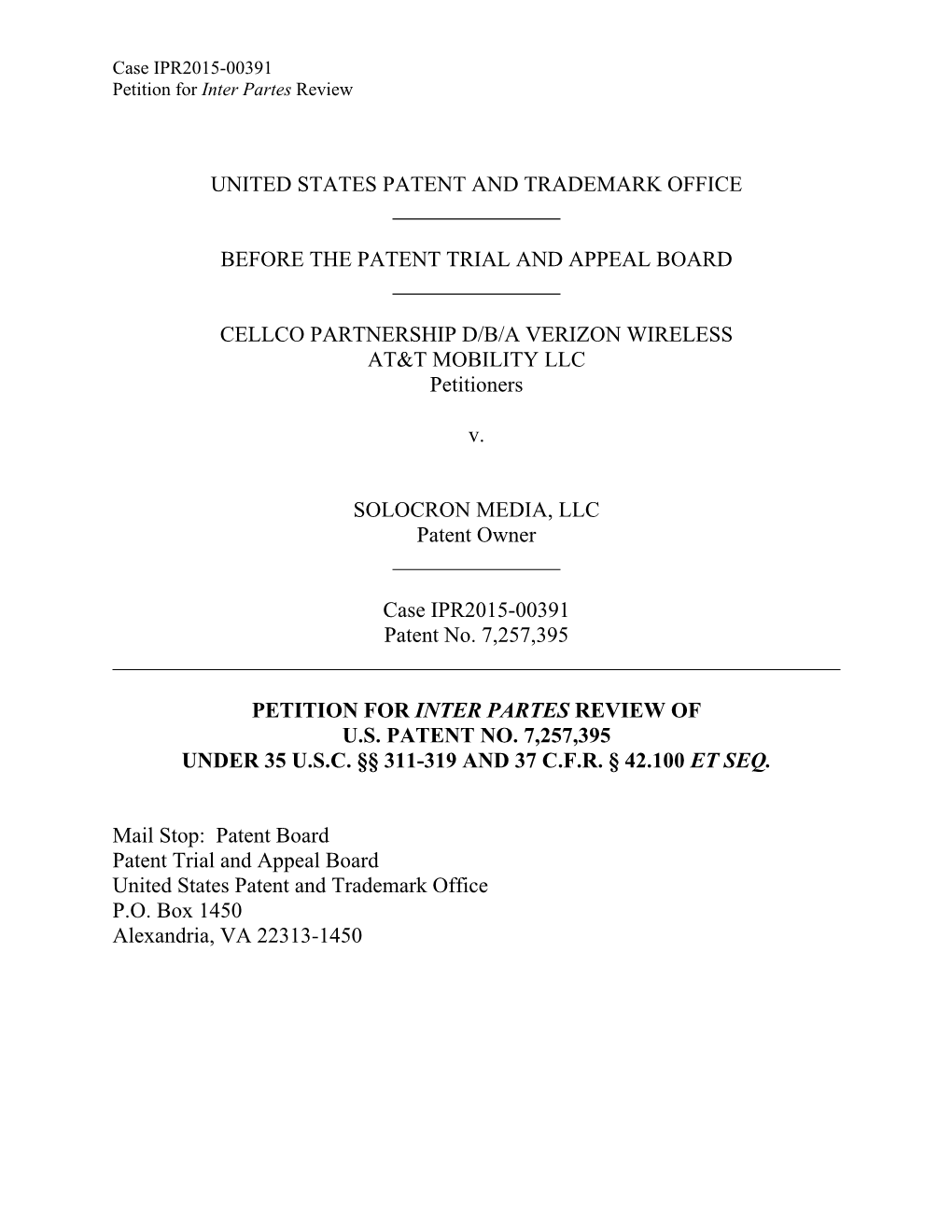 United States Patent and Trademark Office Before