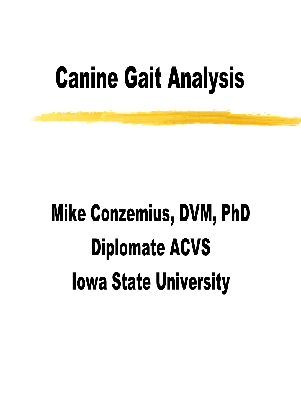 Canine Gait Analysis