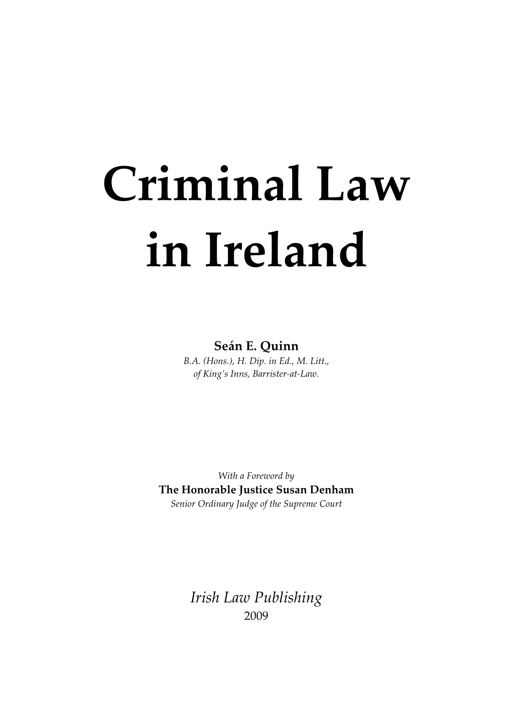 Criminal Law in Ireland