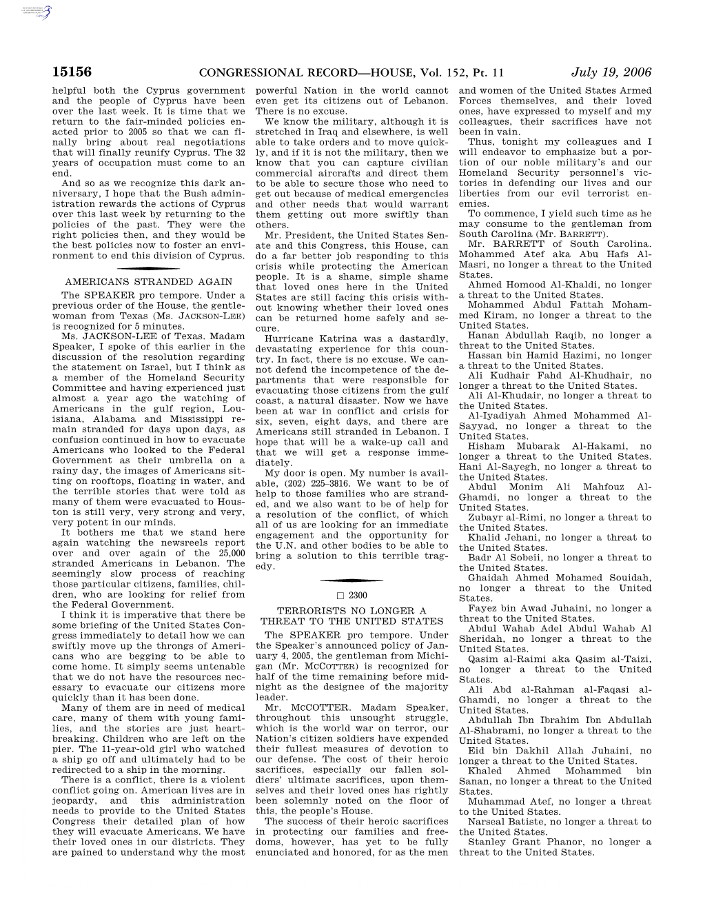 CONGRESSIONAL RECORD—HOUSE, Vol. 152, Pt. 11 July 19