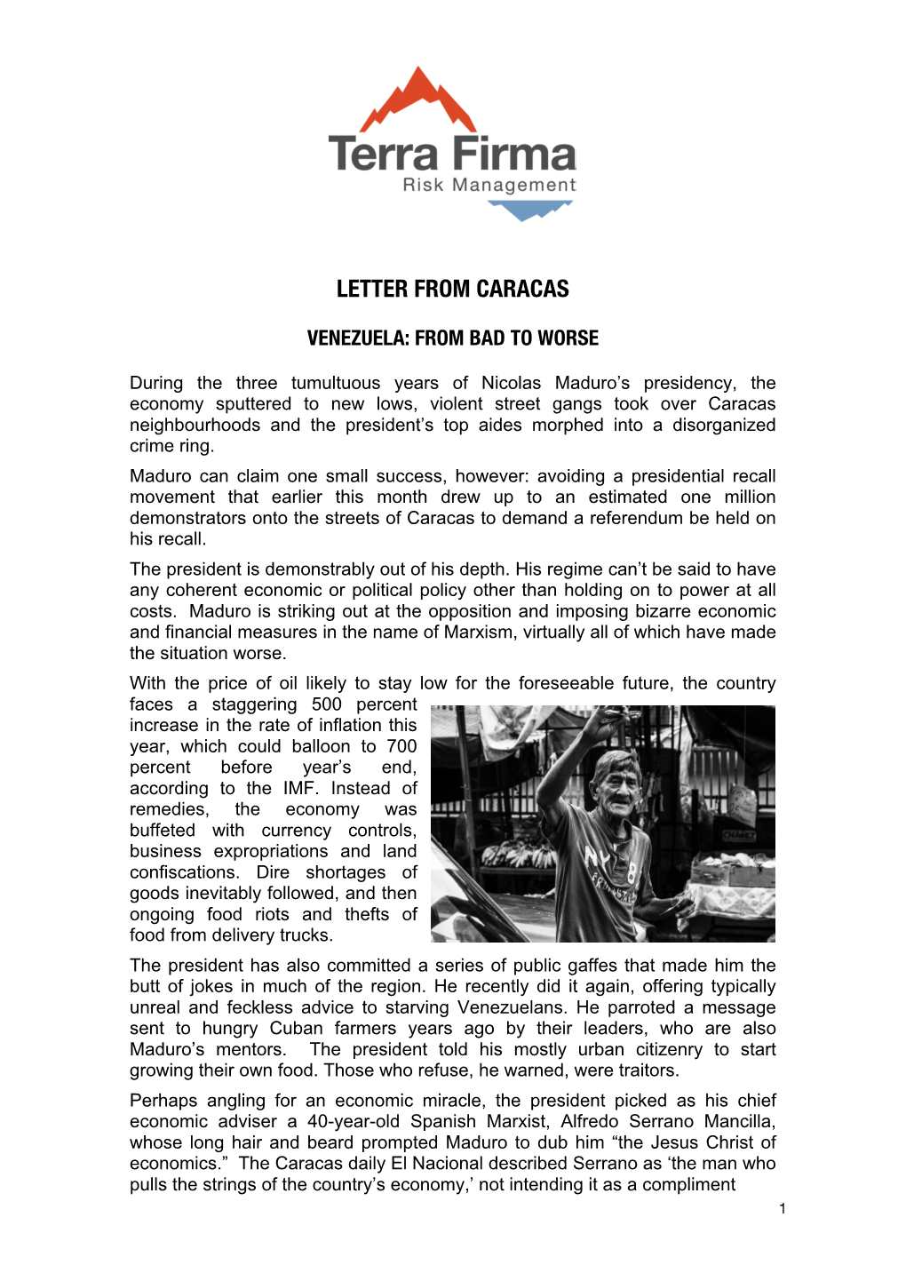 Letter from Caracas