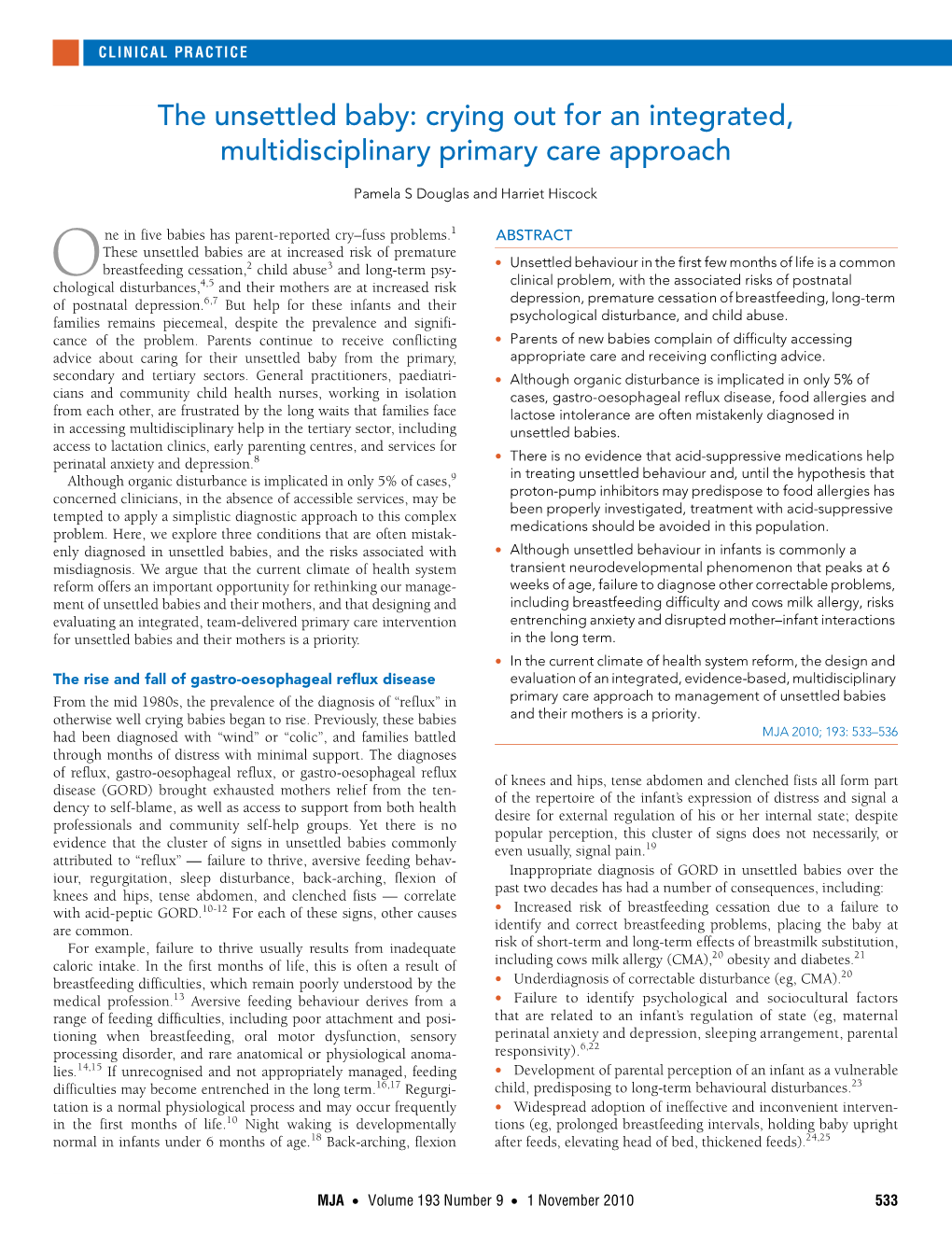 The Unsettled Baby: Crying out for an Integrated, Multidisciplinary Primary Care Approach