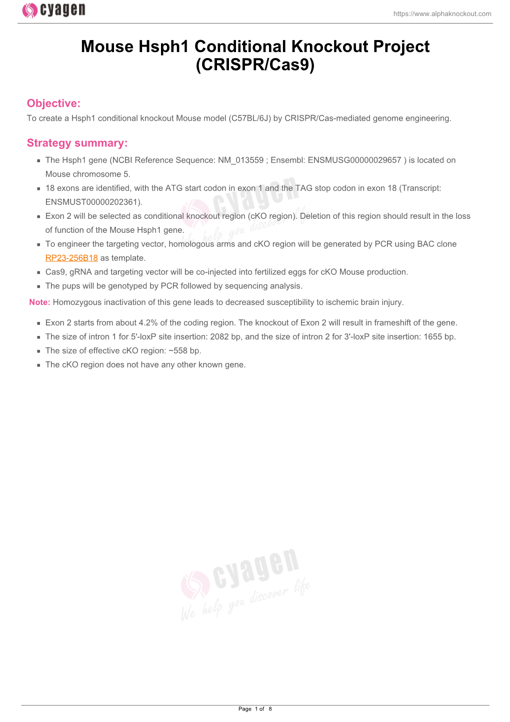 Mouse Hsph1 Conditional Knockout Project (CRISPR/Cas9)