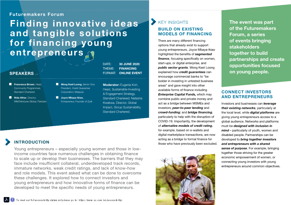 Finding Innovative Ideas and Tangible Solutions for Financing Young