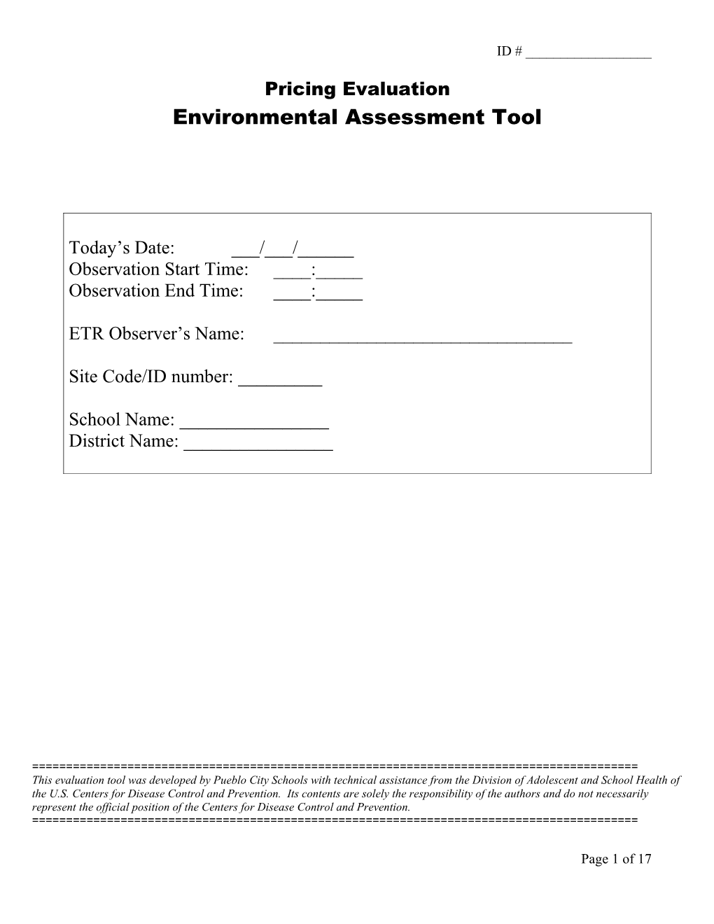 PB-Environmental Assessment Tool