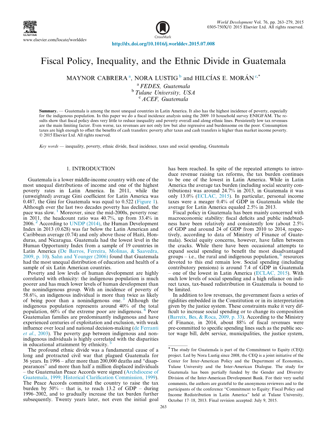 Fiscal Policy, Inequality, and the Ethnic Divide in Guatemala