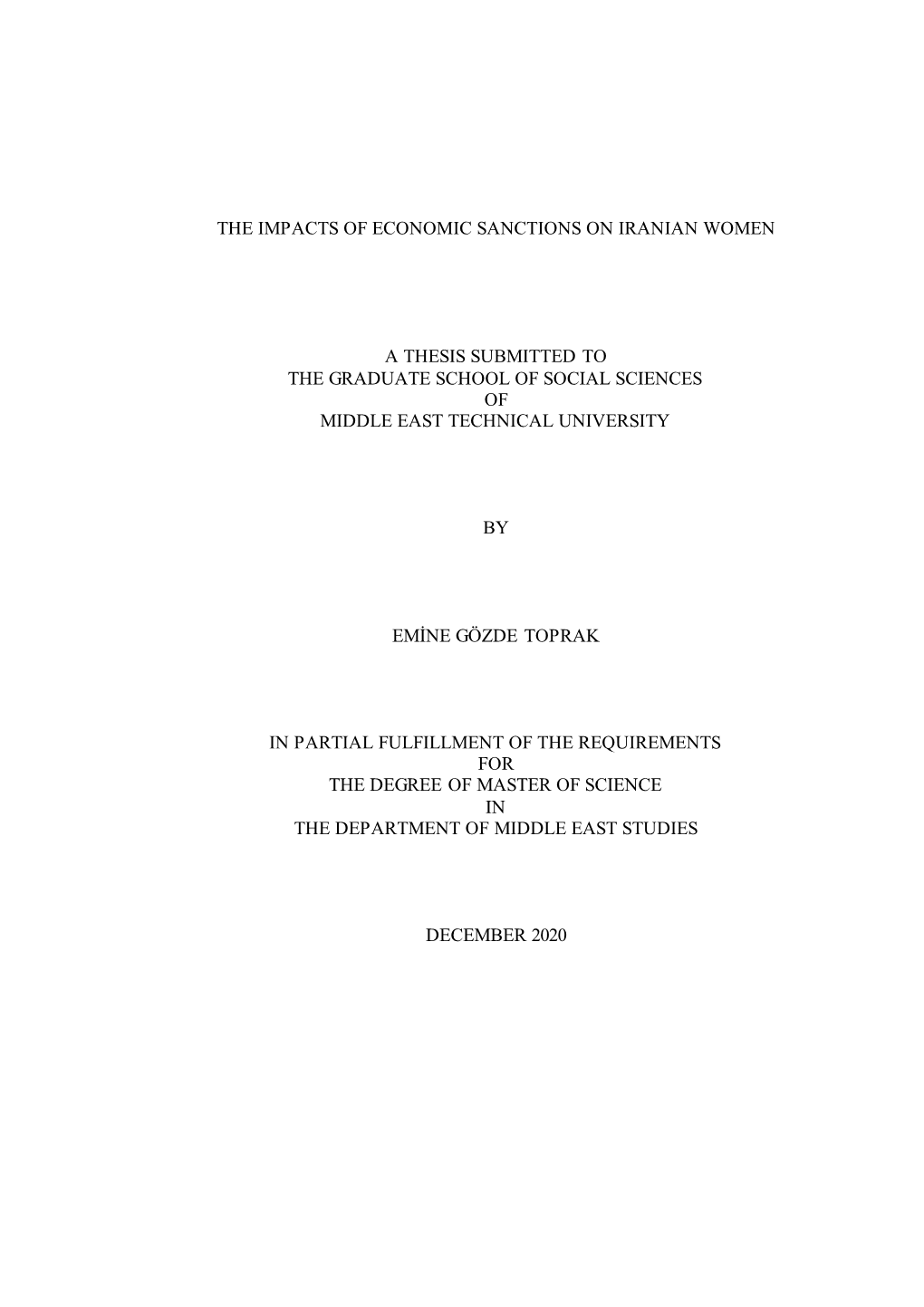 The Impacts of Economic Sanctions on Iranian Women