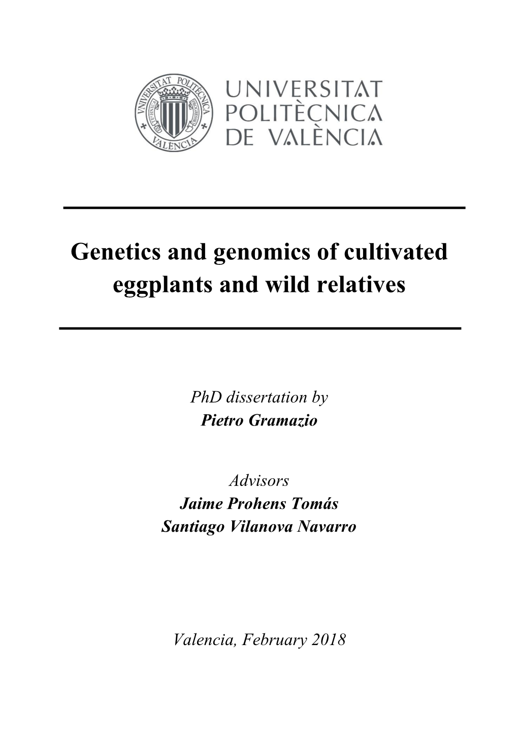 Genetics and Genomics of Cultivated Eggplants and Wild Relatives