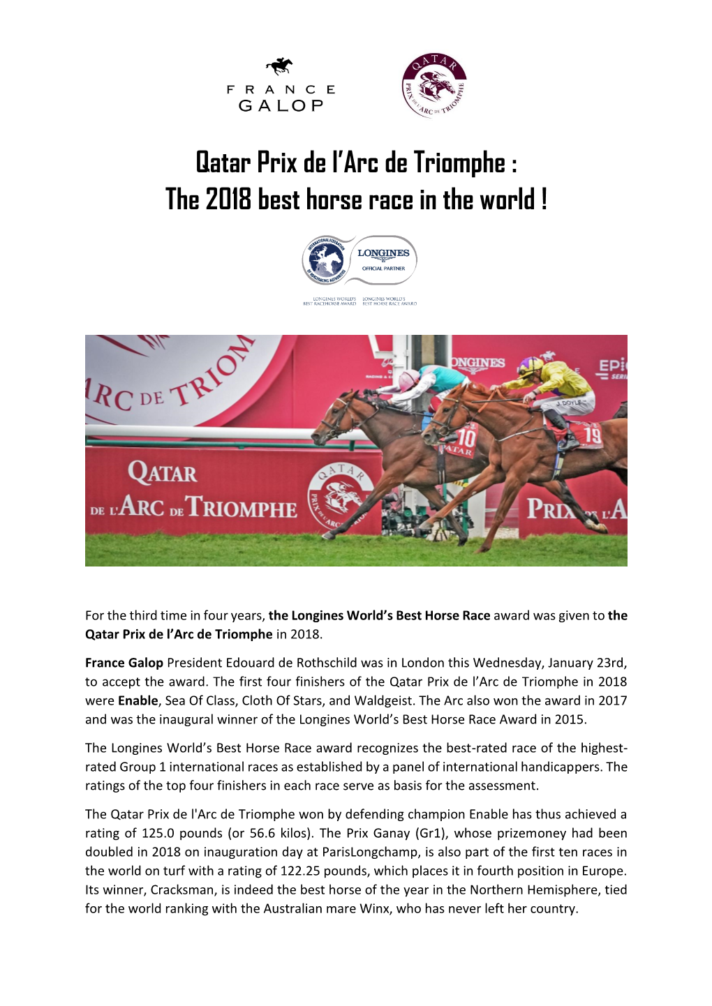 Qatar Prix De L'arc De Triomphe : the 2018 Best Horse Race in the World !