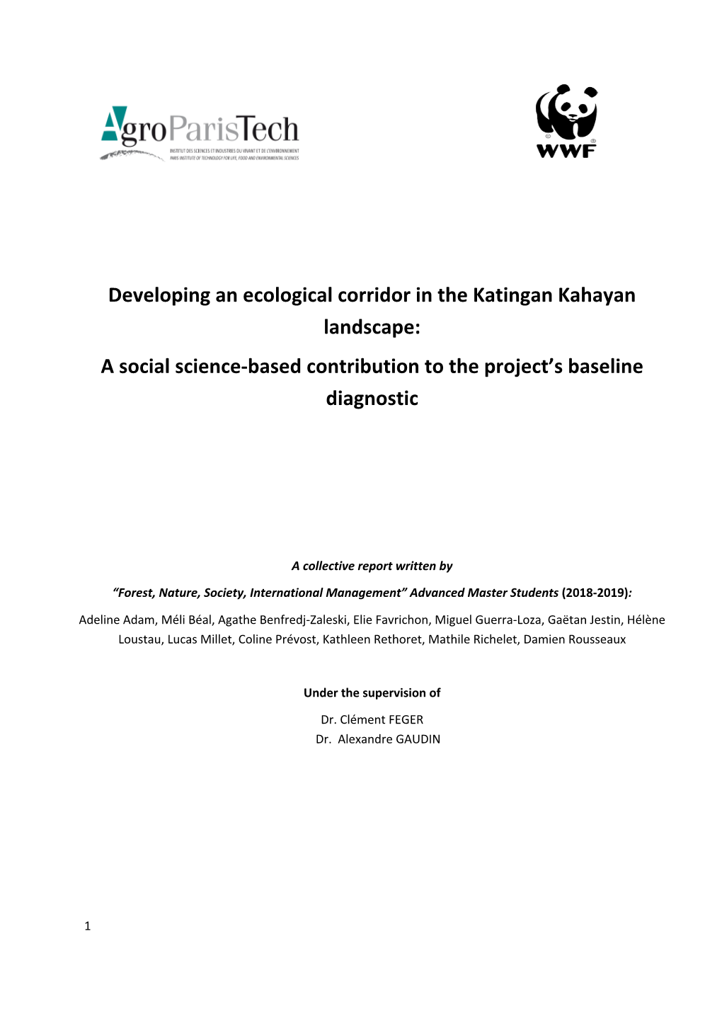 Developing an Ecological Corridor in the Katingan Kahayan Landscape: a Social Science-Based Contribution to the Project’S Baseline Diagnostic