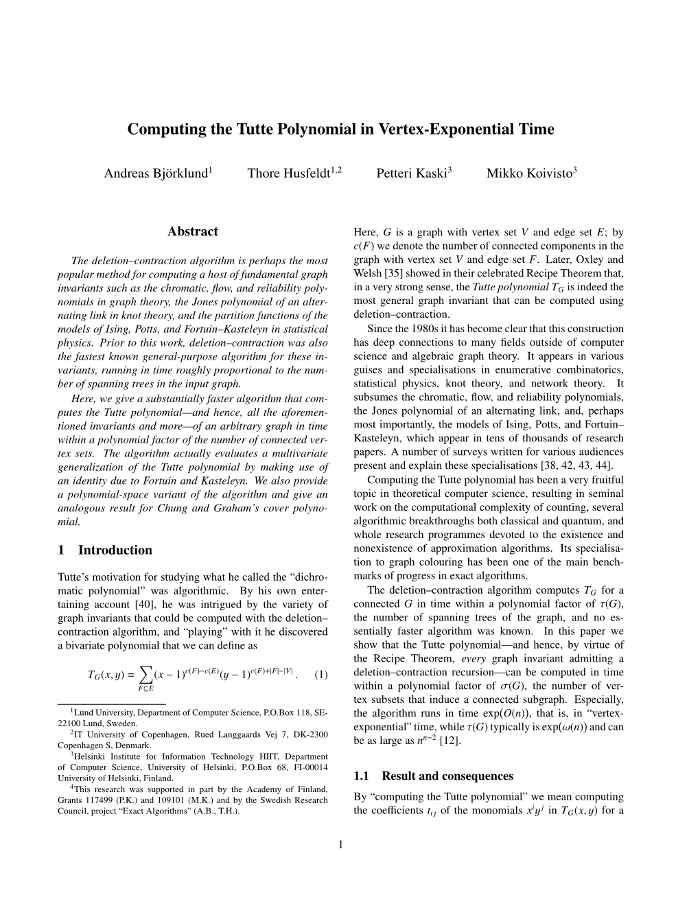 Computing the Tutte Polynomial in Vertex-Exponential Time