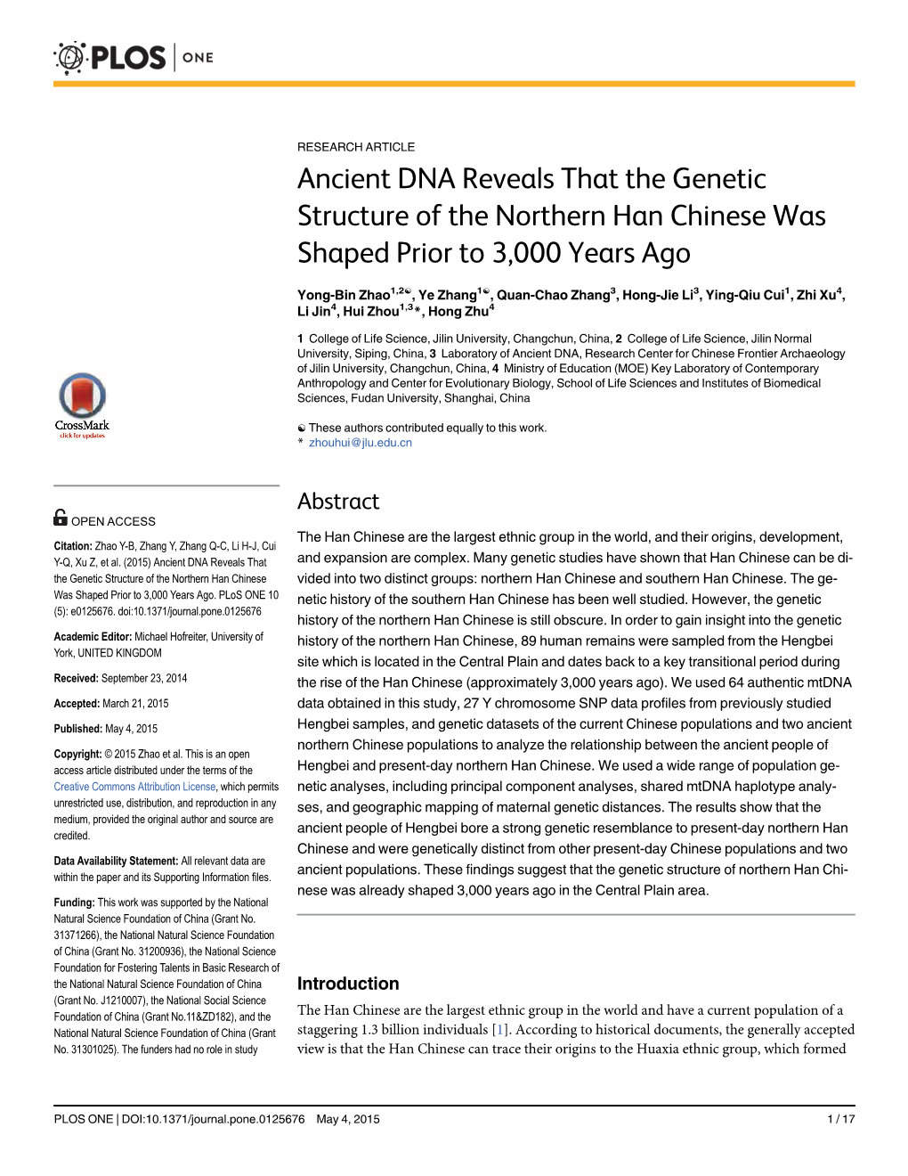 Ancient DNA Reveals That the Genetic Structure of the Northern Han Chinese Was Shaped Prior to 3,000 Years Ago