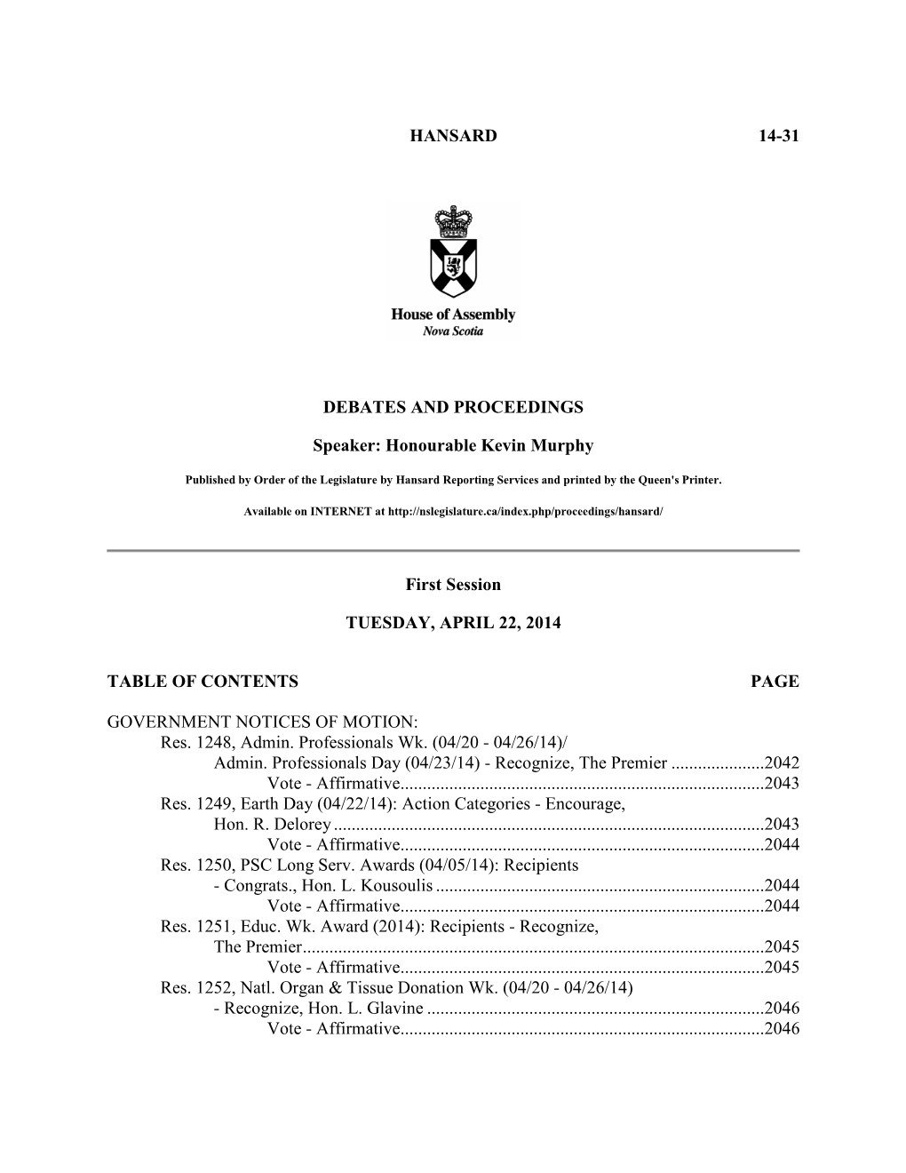 Legislative Proceedings