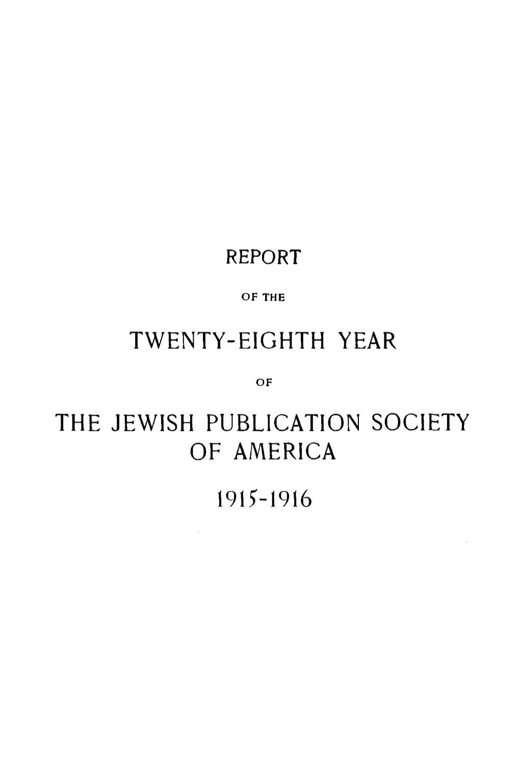 Report of the Jewish Publication Society of America