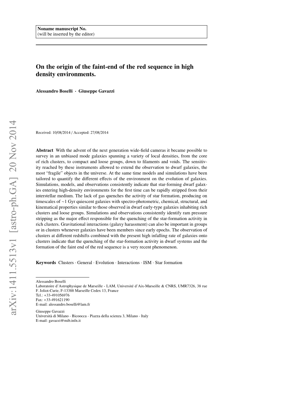 Arxiv:1411.5513V1 [Astro-Ph.GA] 20 Nov 2014