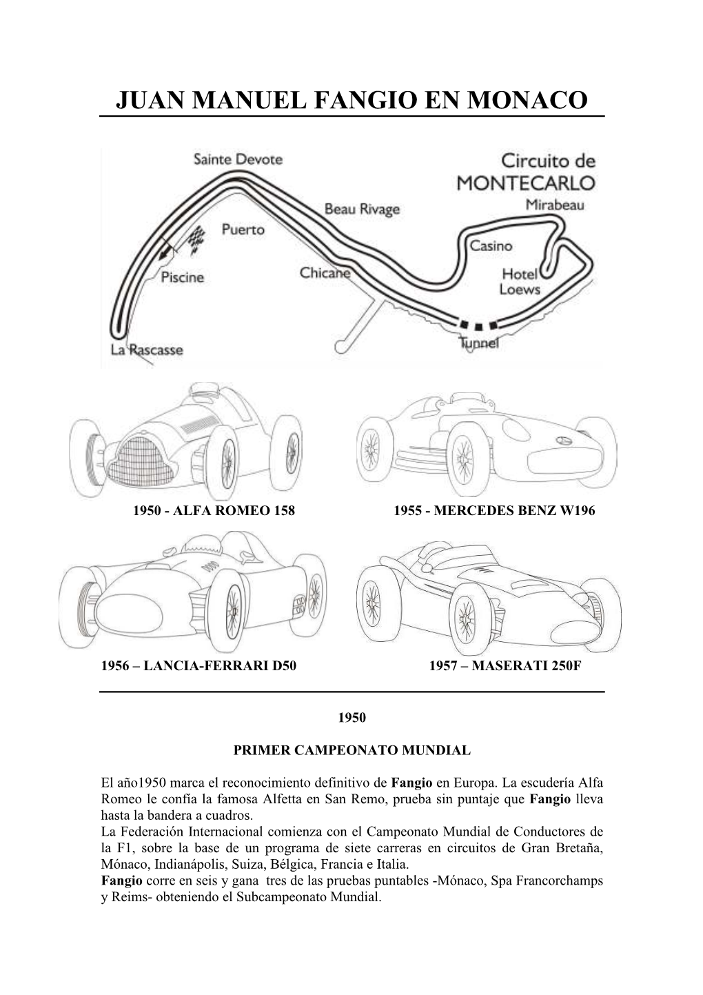 Juan Manuel Fangio En Monaco