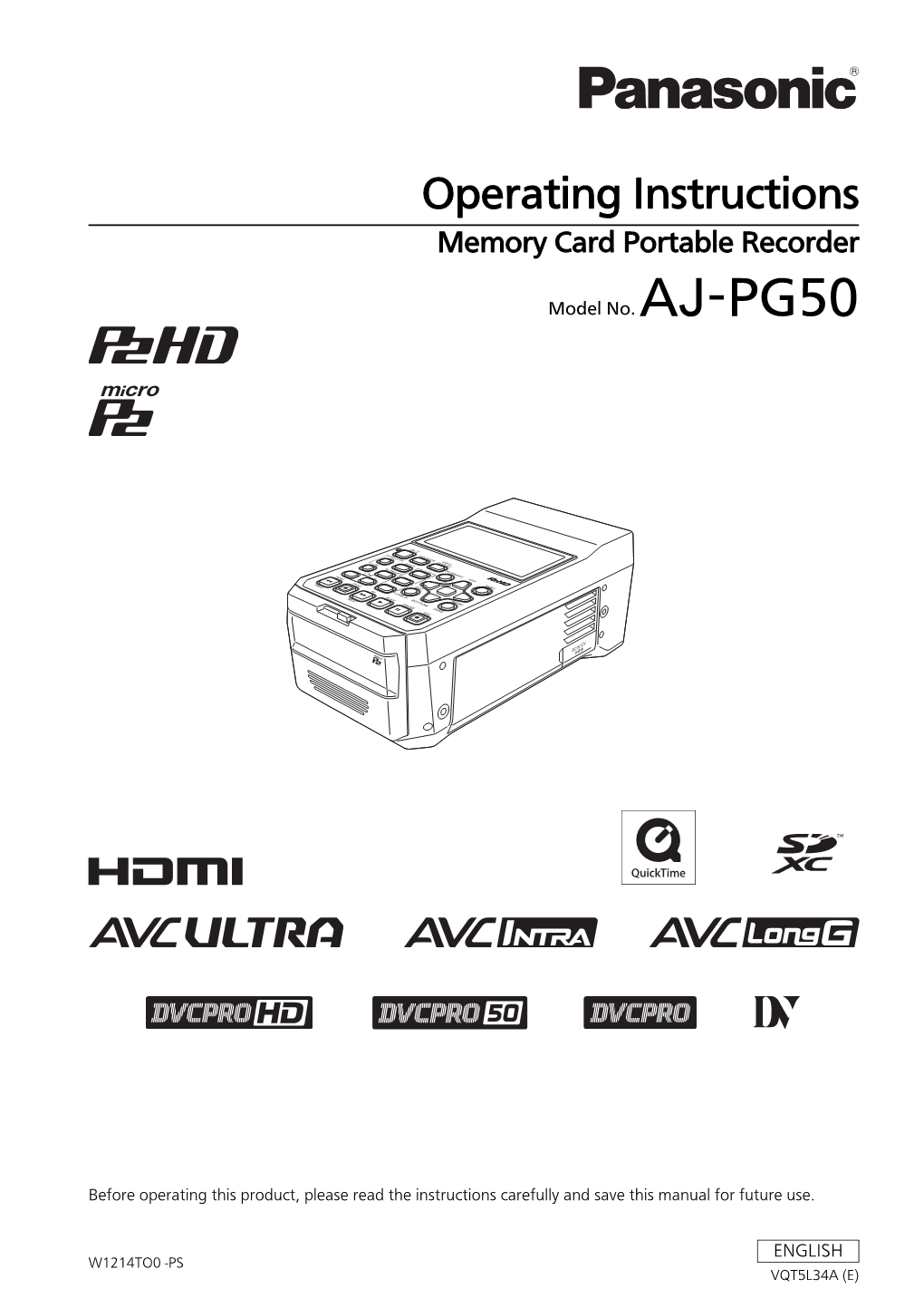 AJ-PG50 Operating Manual