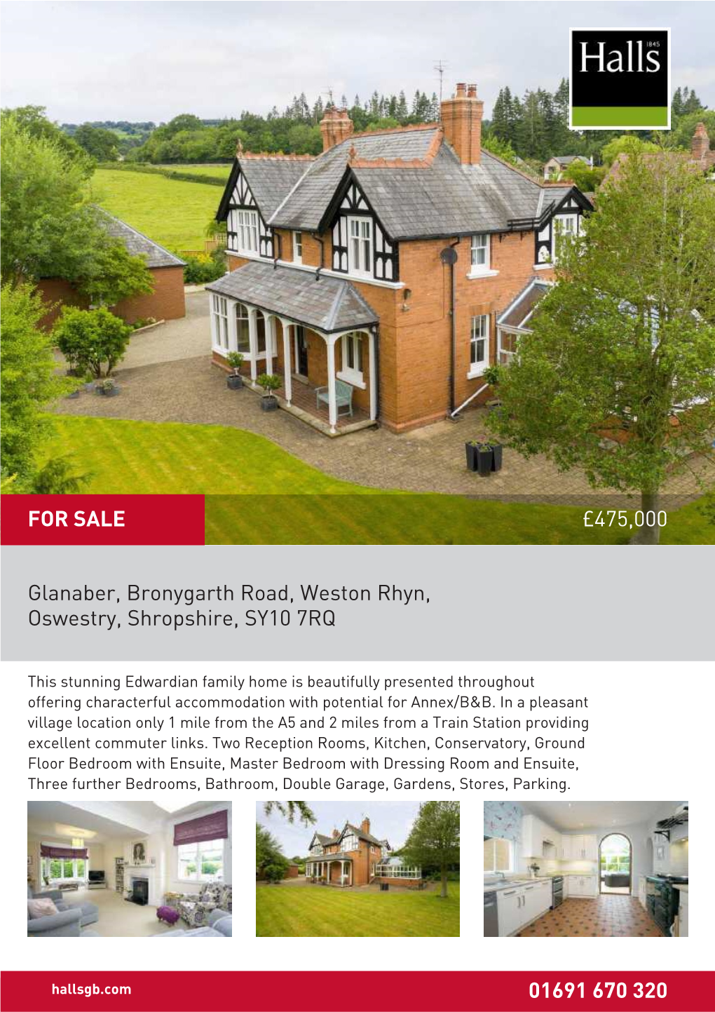 Glanaber, Bronygarth Road, Weston Rhyn, Oswestry, Shropshire, SY10 7RQ